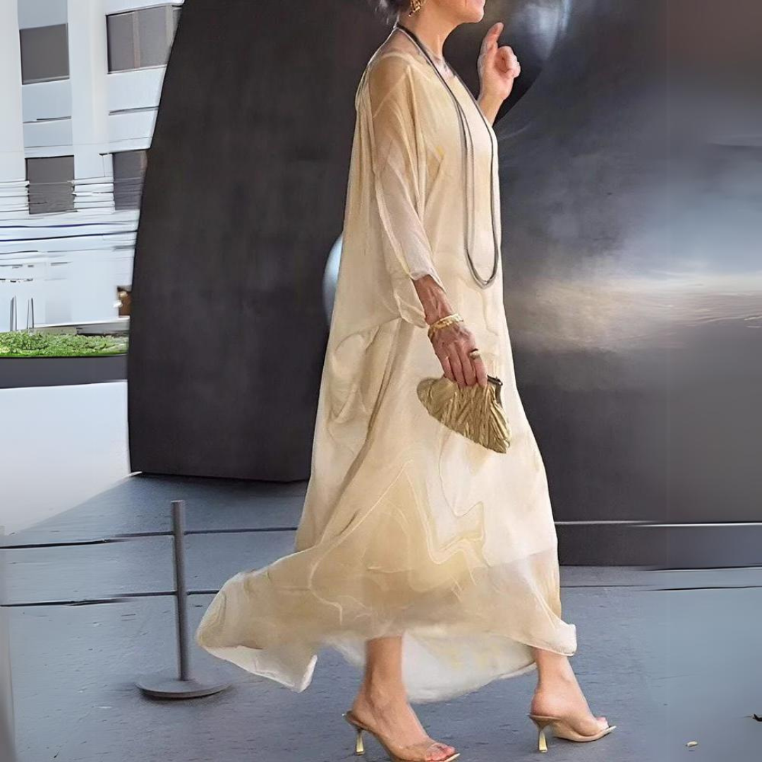 Paetyn | Robe maxi avec col rond et manches longues