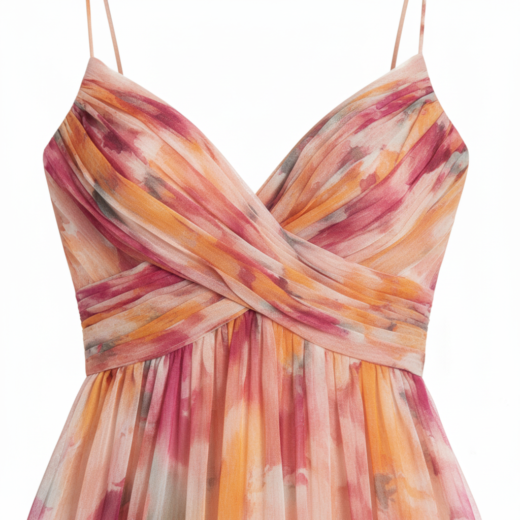 Robe Maxi Florale à Bretelles avec Dégradé et Jupe Fluide Vaporeuse