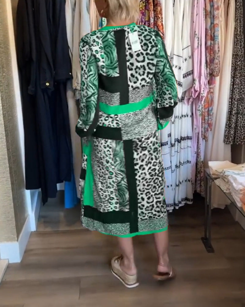 Robe à imprimé géométrique léopard