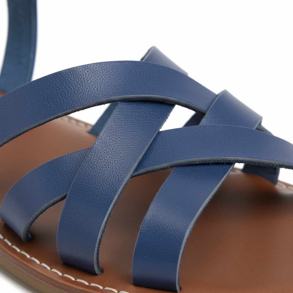 Sandales Plates à Brides Croisées et Bride de Cheville pour Femmes