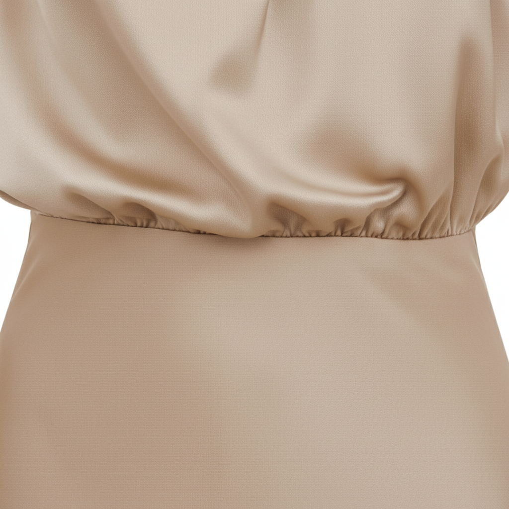 Robe Midi en Satin avec Col Drapé et Design à Dos Nu