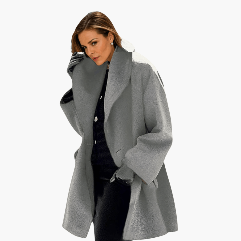 Manteau Femme avec Col Large et Coupe Longue