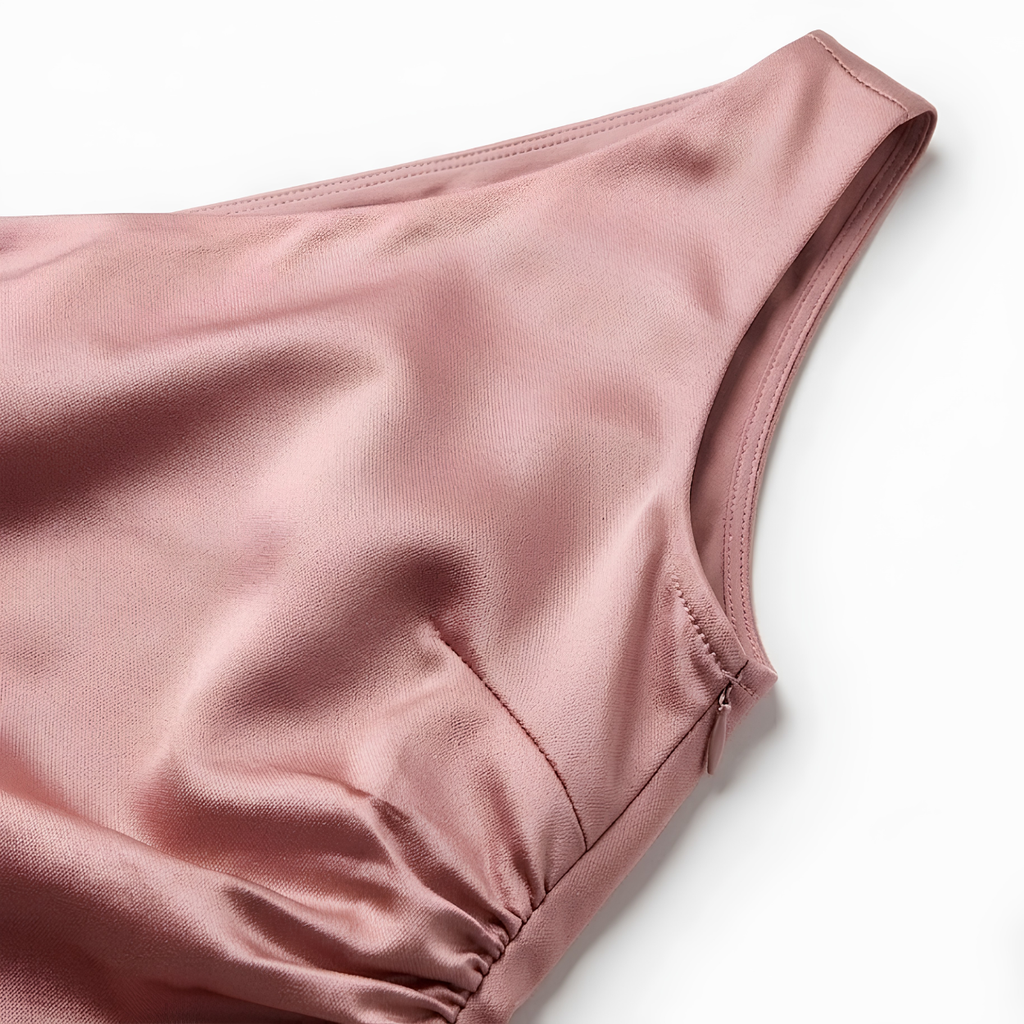 Robe de Gala Longue en Satin à une Épaule avec Fente Latérale pour Femme