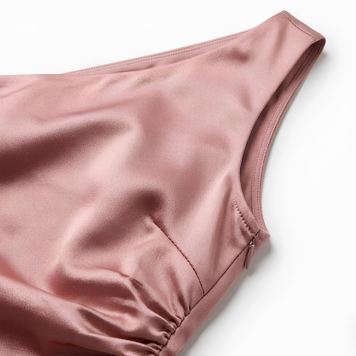 Robe de Gala Longue en Satin à une Épaule avec Fente Latérale pour Femme