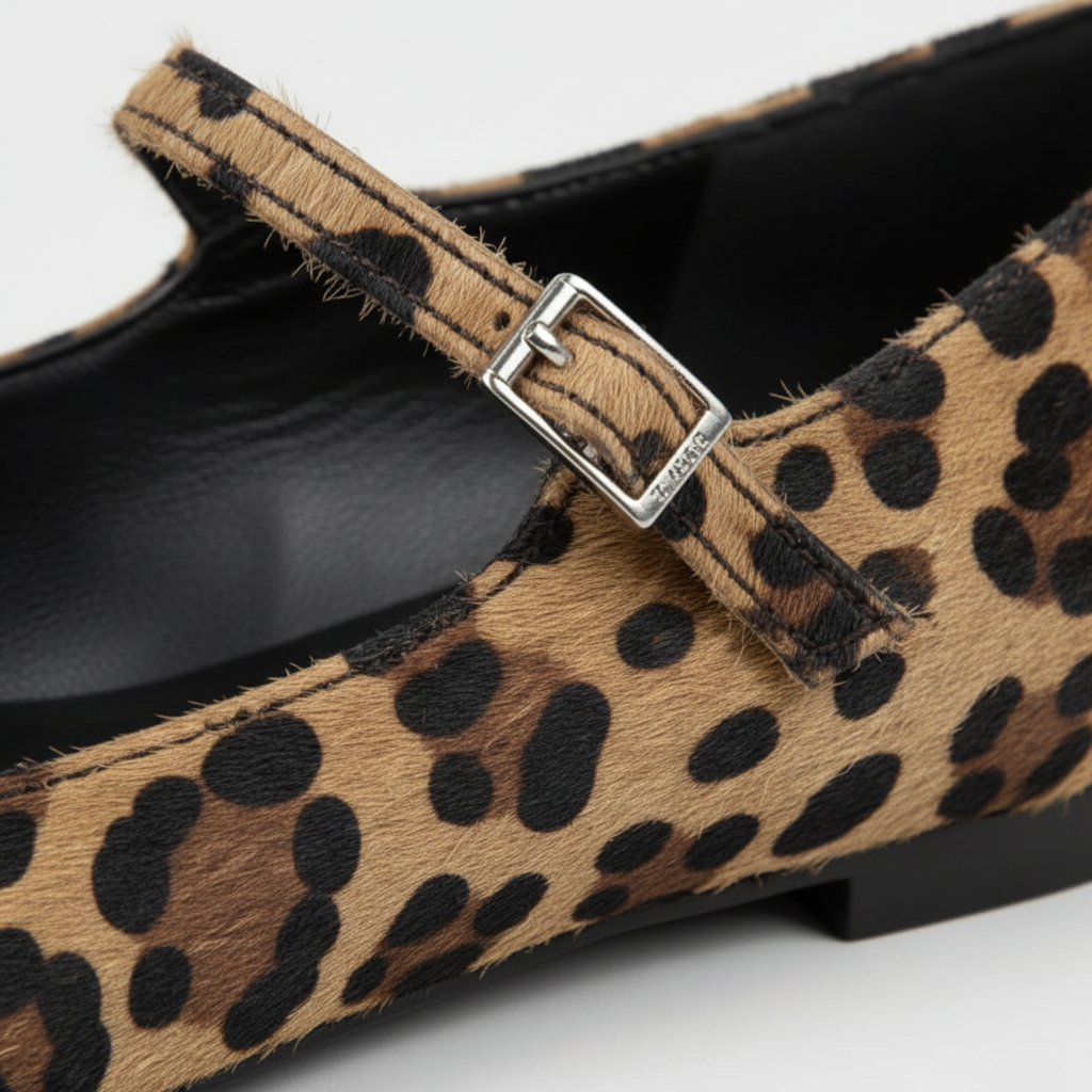 Ballerines Mary Jane à Imprimé Léopard pour Femme avec Bride à Boucle