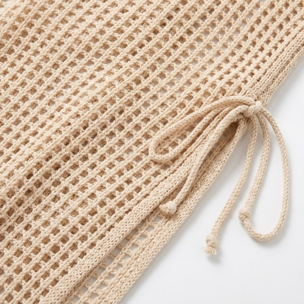 Tunique de Plage Women's Beach Cover Up en Maille Crochetée à Manches Courtes