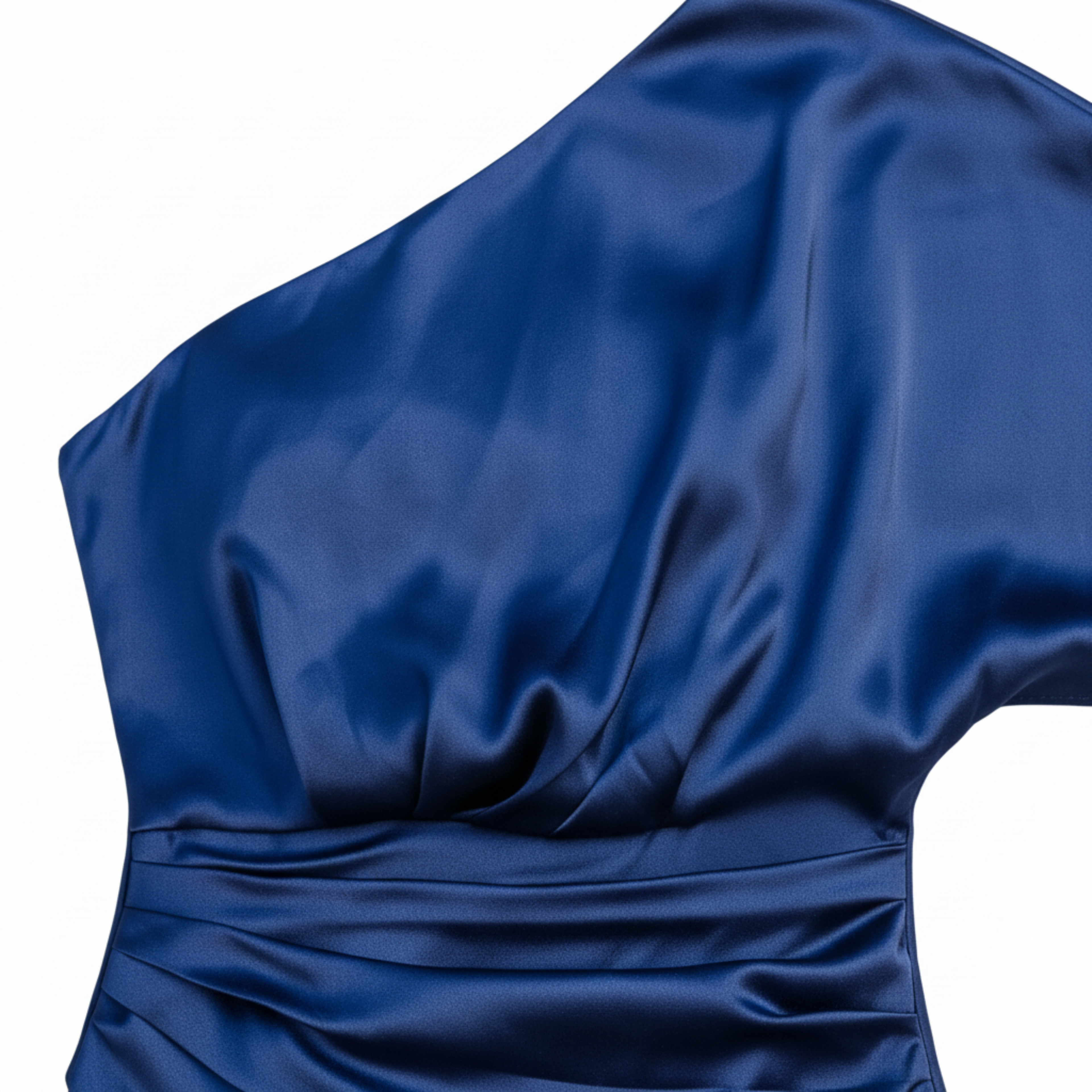 Robe Invitée de Mariage en Satin à Épaule Dénudée et Coupe Portefeuille