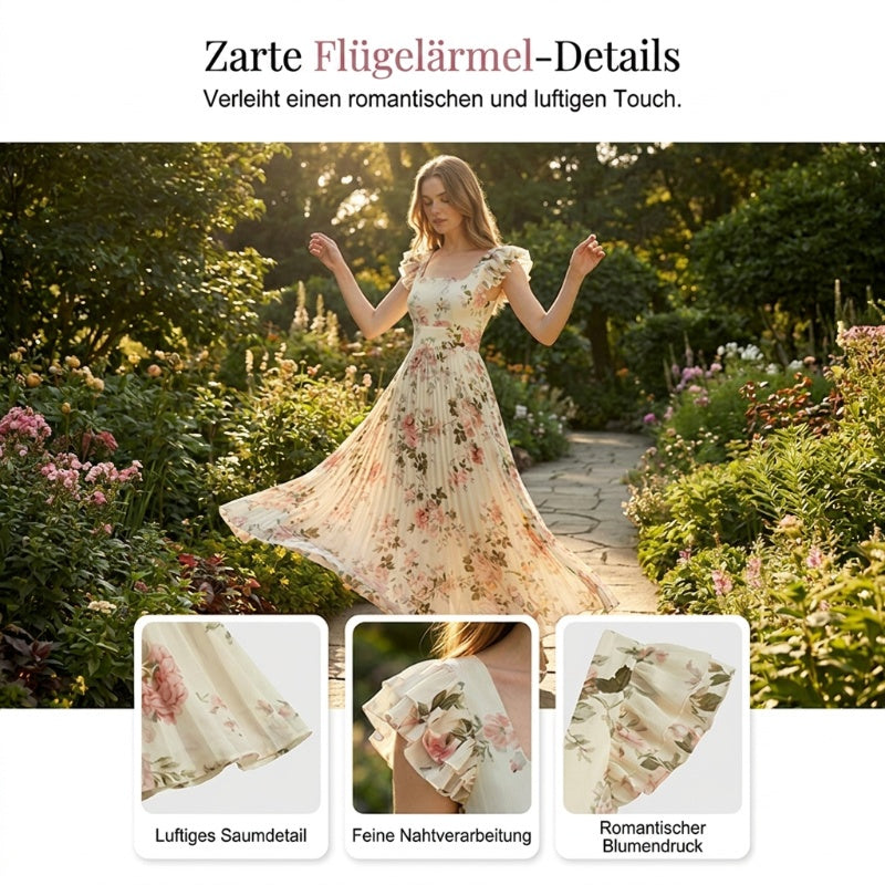 Elvinna | Robe maxi florale avec volants plissés