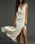 Robe Cowls Col Drapé Fente Maxi