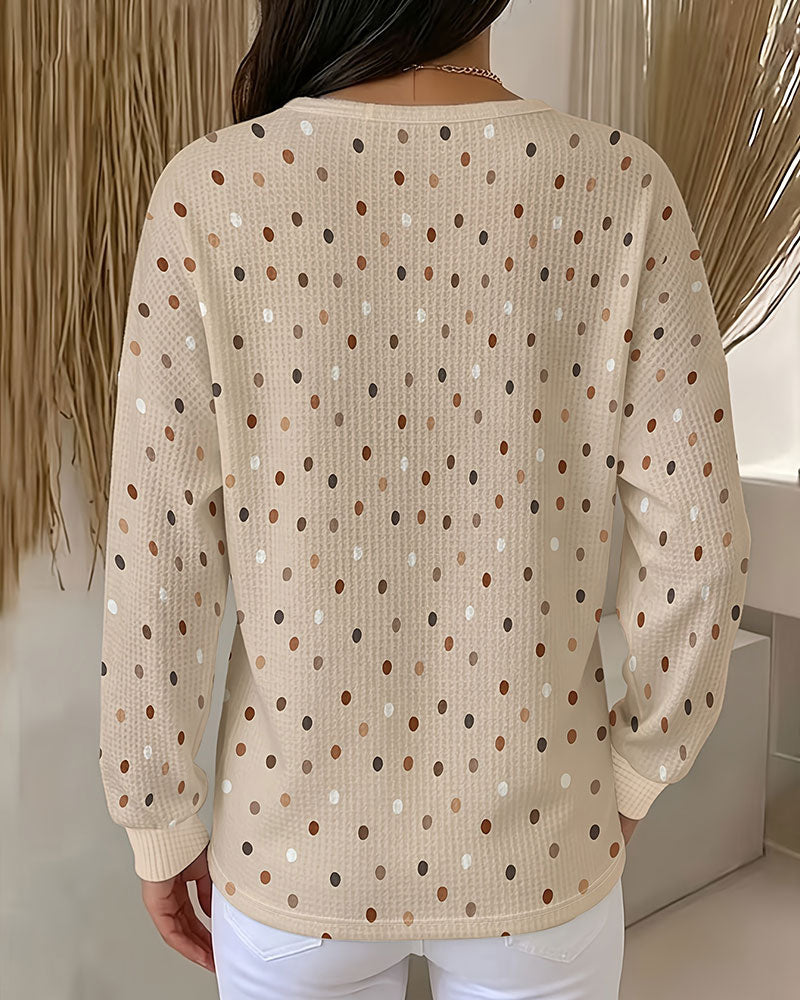 Sweat-shirt à Pois Col Rond