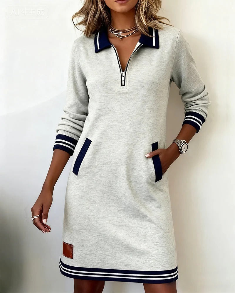 Robe Tricot Moderne avec Col Ajustable