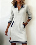 Robe Tricot Moderne avec Col Ajustable