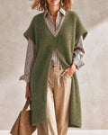 Robe Pull V-Cou Couleur Unie