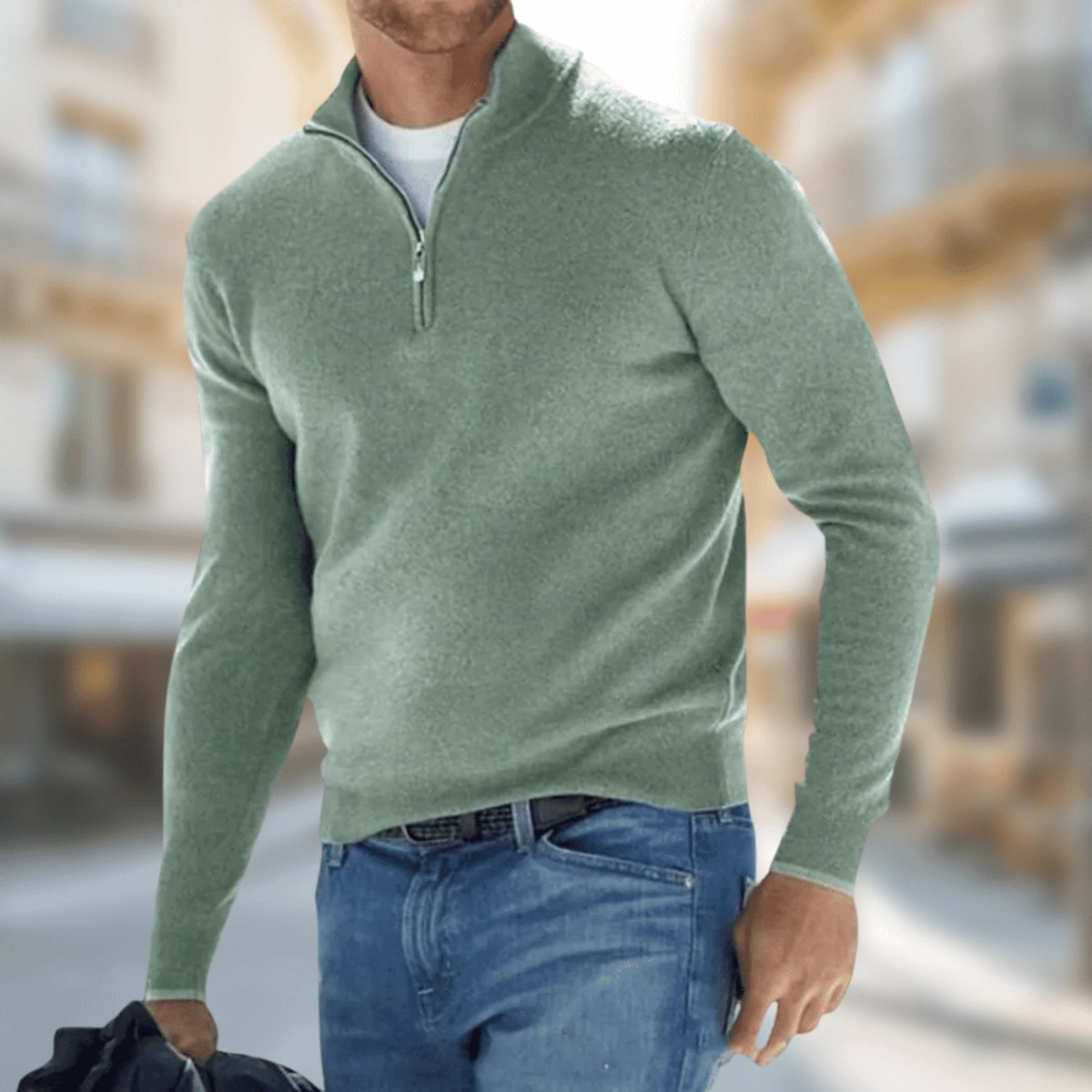 Jonas | Pull en Tricot Moderne avec Fermeture Éclair Quart
