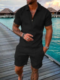 LEON | ENSEMBLE POLO ET SHORT EN NOIR MINUIT