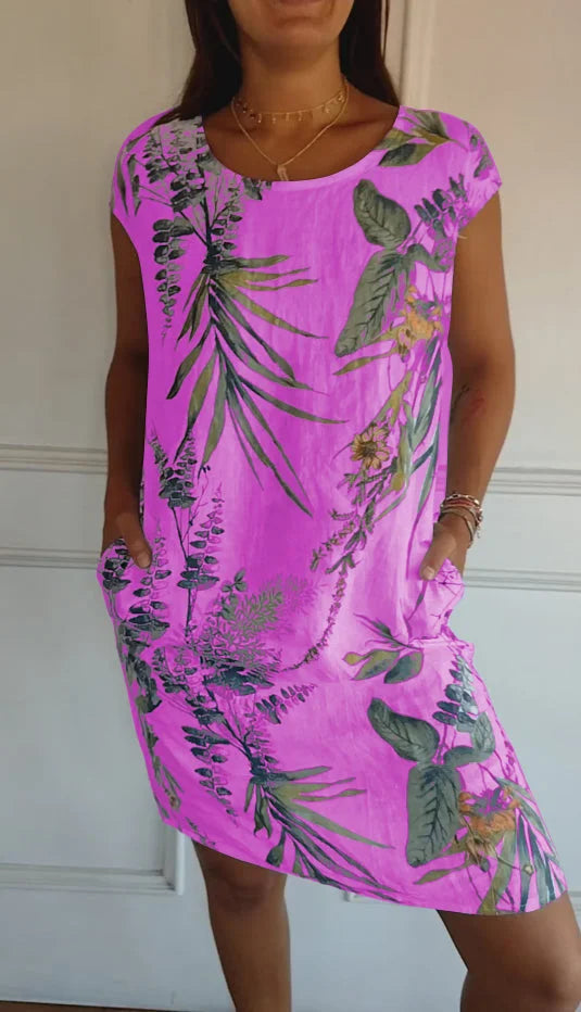 Robe d'été pour femmes avec poches et imprimé vif