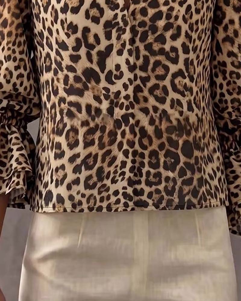 Blouse Léopard Volant Décontractée