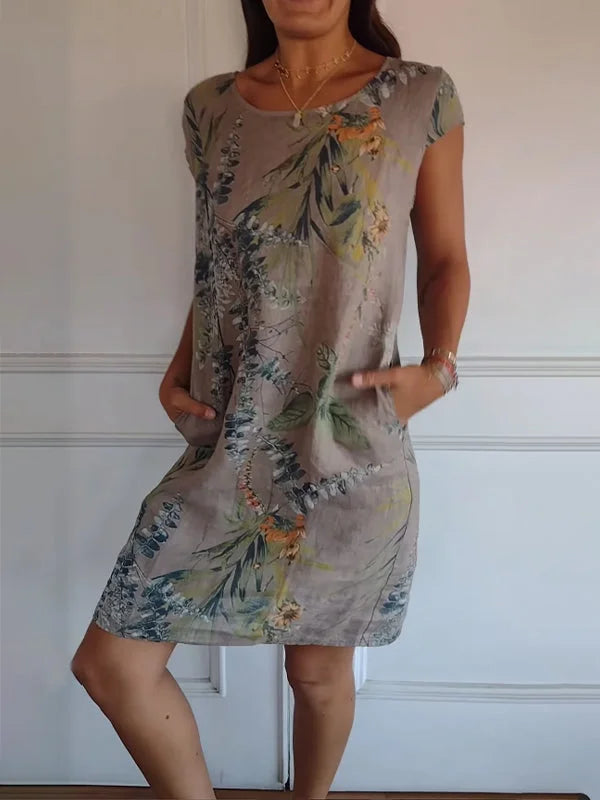 Robe d'été pour femmes avec poches et imprimé vif