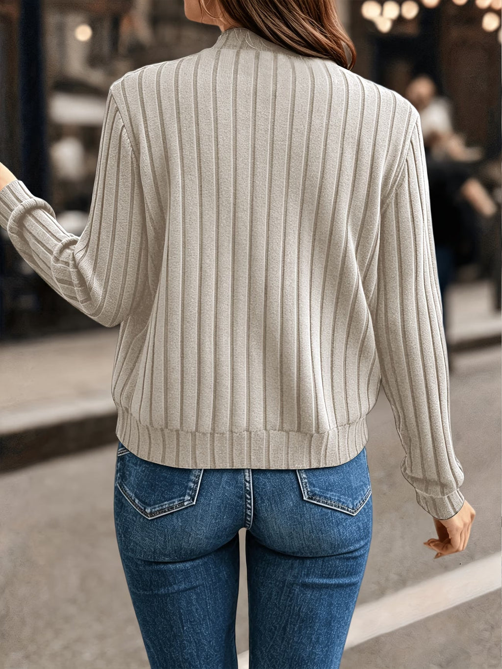 Cardigan femme côtelé avec fermeture zippée