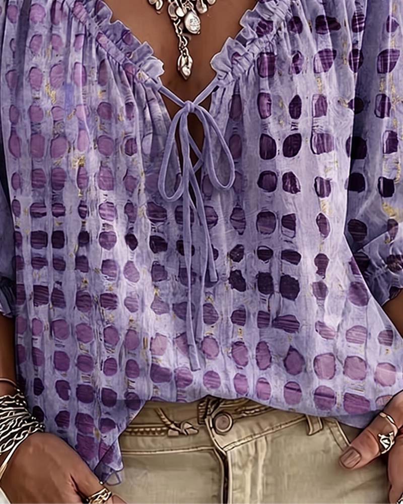 Ramceel | Blouse à pois avec détail de lacet