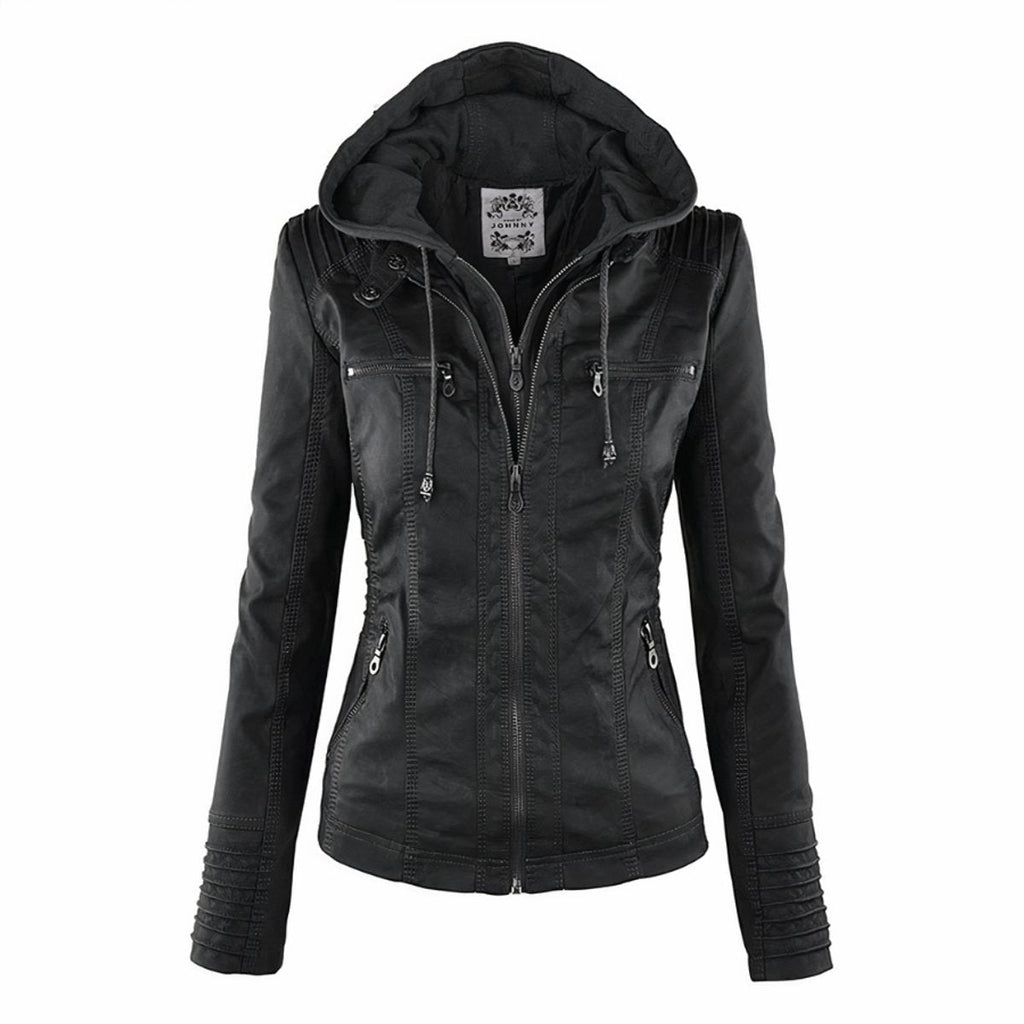 Martina | Veste en Cuir Élégante et Polyvalente avec Capuche Amovible