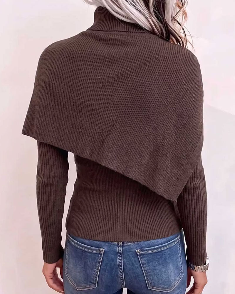 Pull-over tricoté à col châle en deux pièces