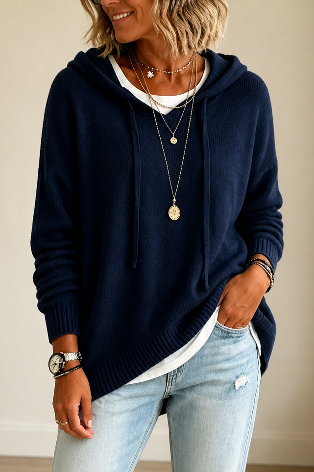 Alina | Pull en tricot oversize moderne et décontracté avec capuche