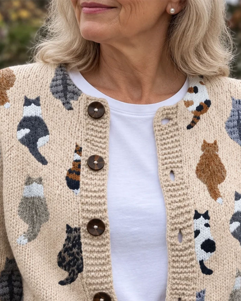 Cardigan Tricot à Imprimé Animal