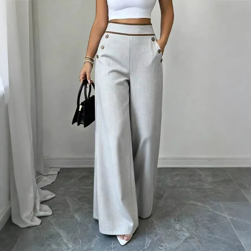 Gesine | Pantalon Marlene taille haute avec passepoils contrastés