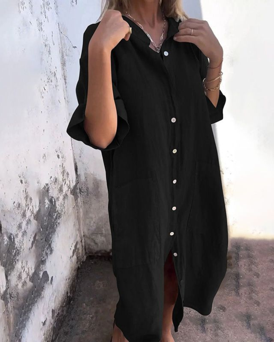 Meiva™ - Robe chemise en coton-lin