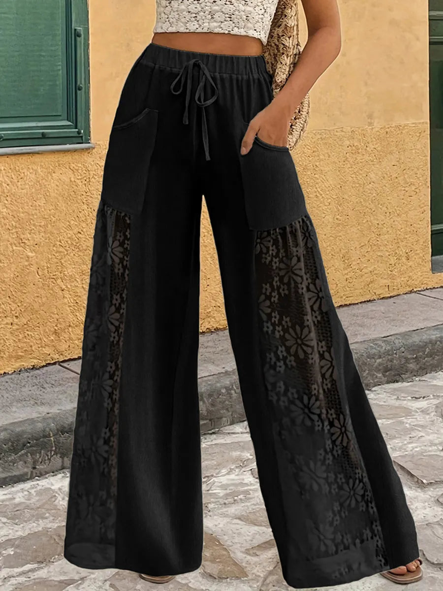 Immie | Pantalon de loisirs confortable avec taille élastique et dentelle