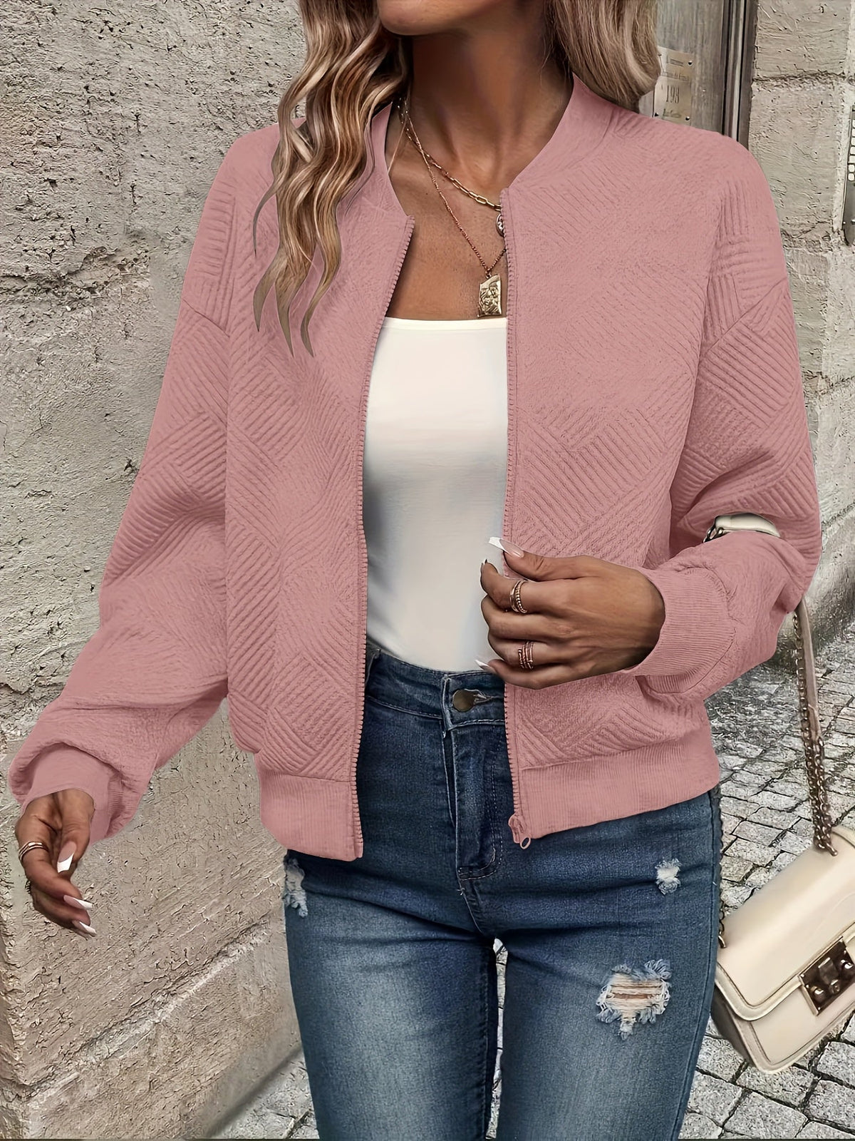 Sarah - Veste Bomber Structurée Élégante avec Fermeture Éclair