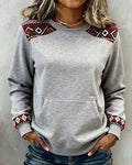 Sweat-shirt à col rond en argyle avec poche