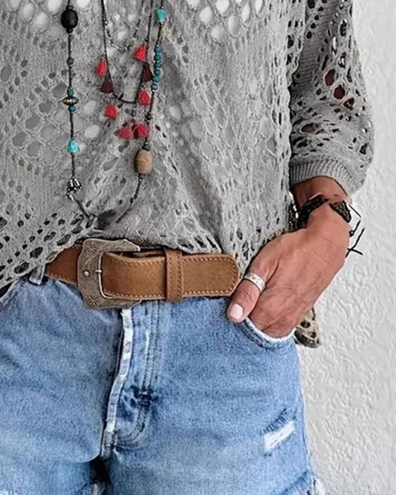Top Ample en Dentelle à Motif de Diamant