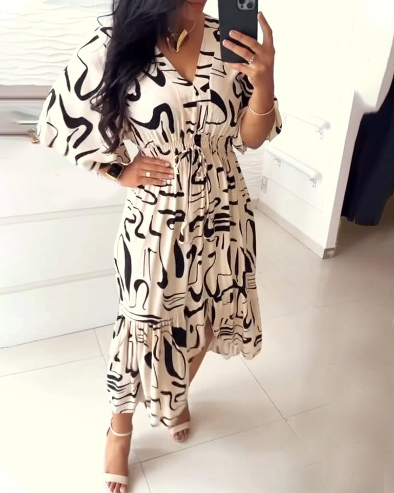 Robe imprimée à encre taille V
