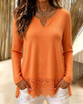 Haut Col V Uni Dentelle