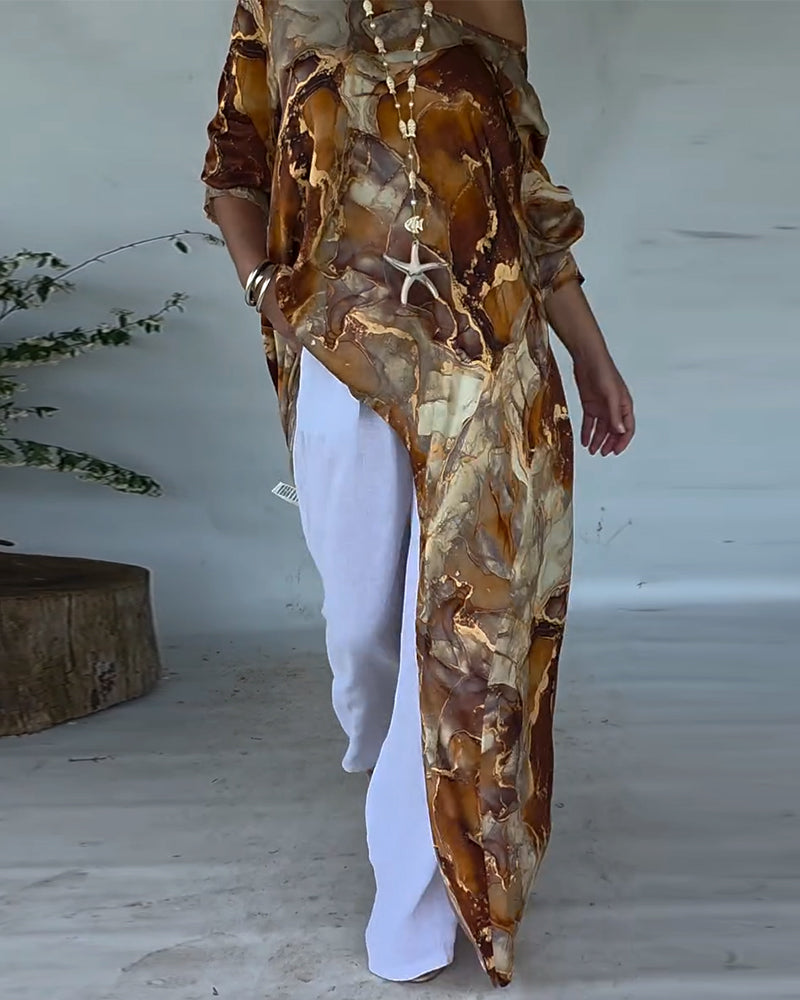 Blouse Imprimée à Fente Tendance