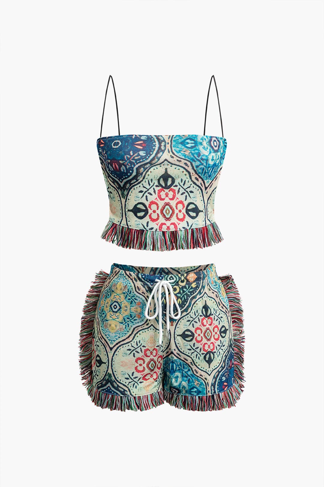 Ensemble Deux Pièces Avec Imprimé Et Franges Pour Femmes | Idéal Pour Temps Chaud Et Activités Extérieures