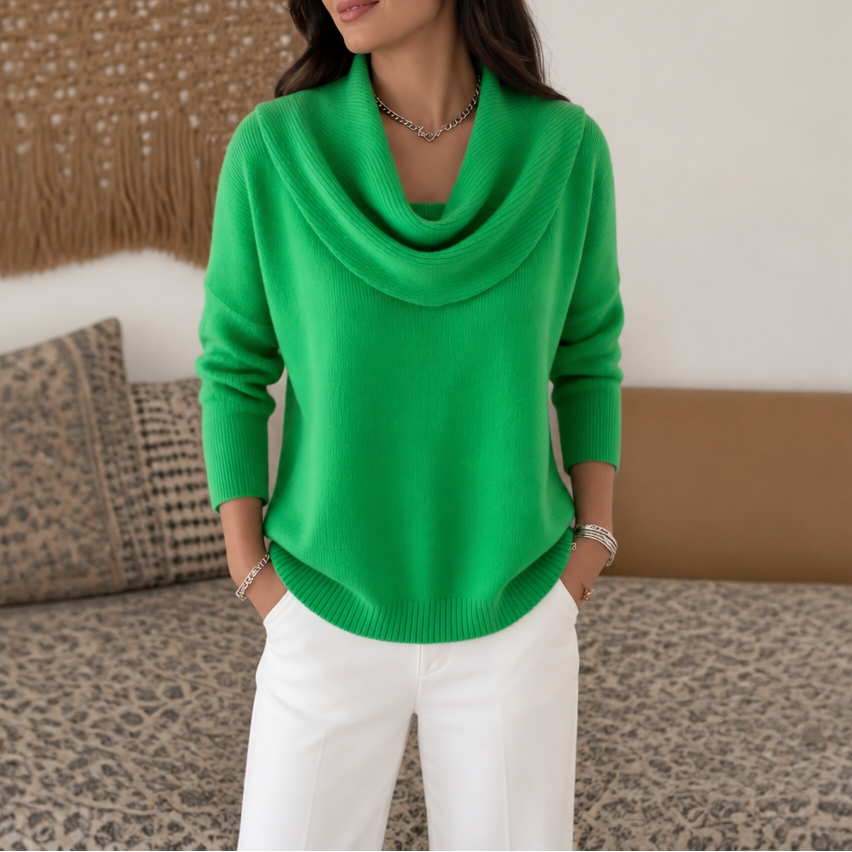 Isabelle | Pull en Tricot Élégant et Féminin avec Décolleté Drapé
