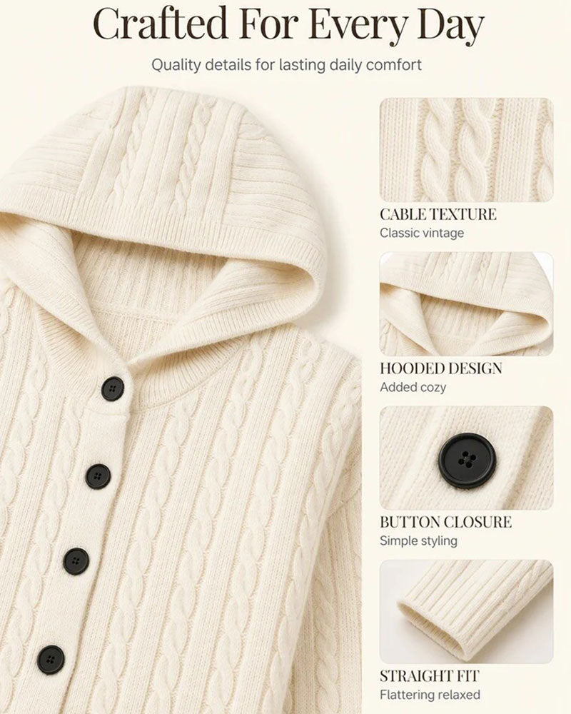 Cardigan Tricot Ouvert à Capuche