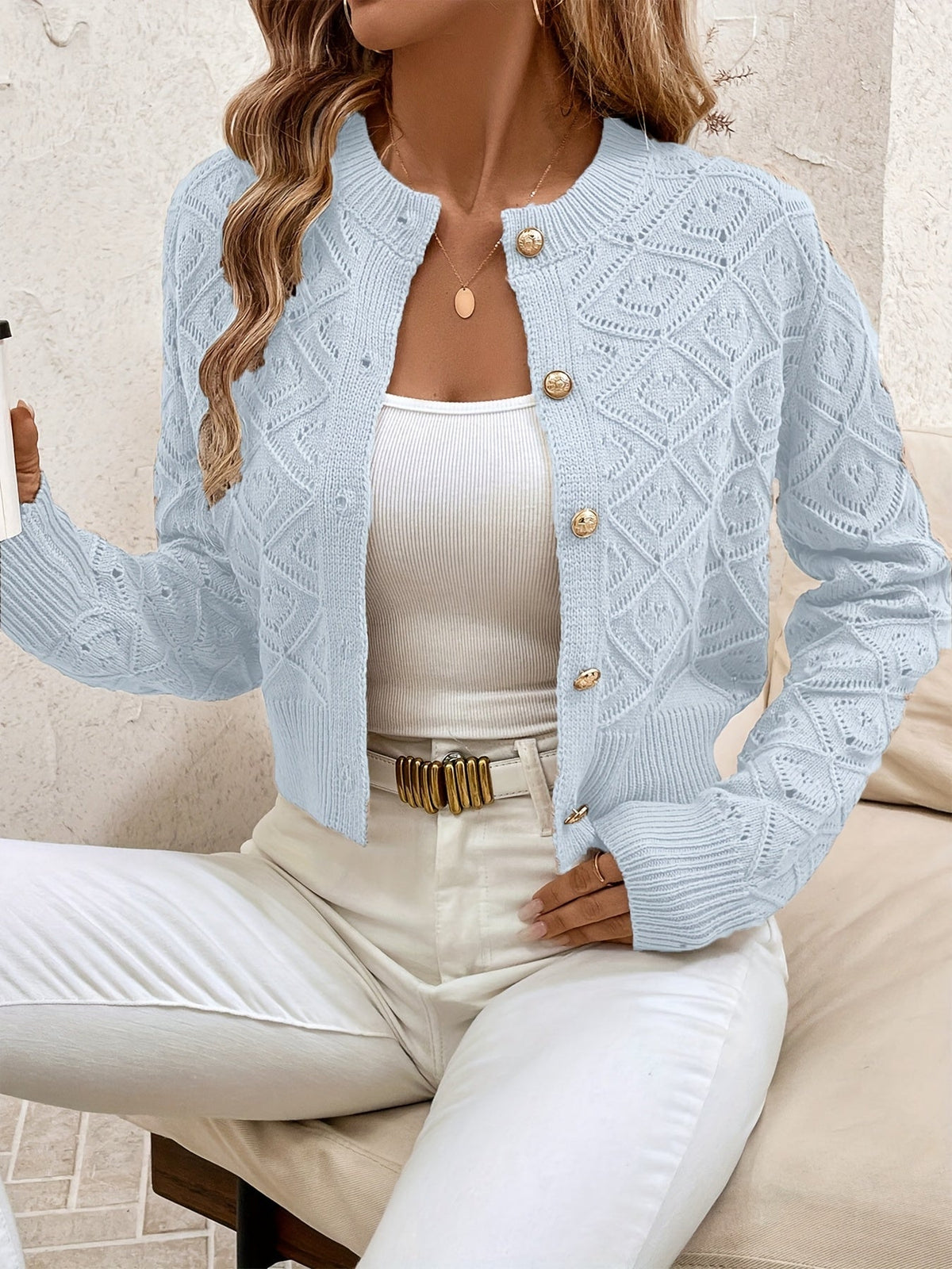 Martine - Gilet Élegant en Tricot avec Boutons