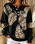 Sweatshirt Léopard Plume Imprimé