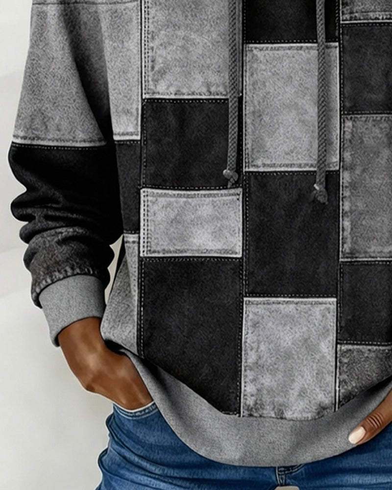 Hoodie à carreaux à manches longues