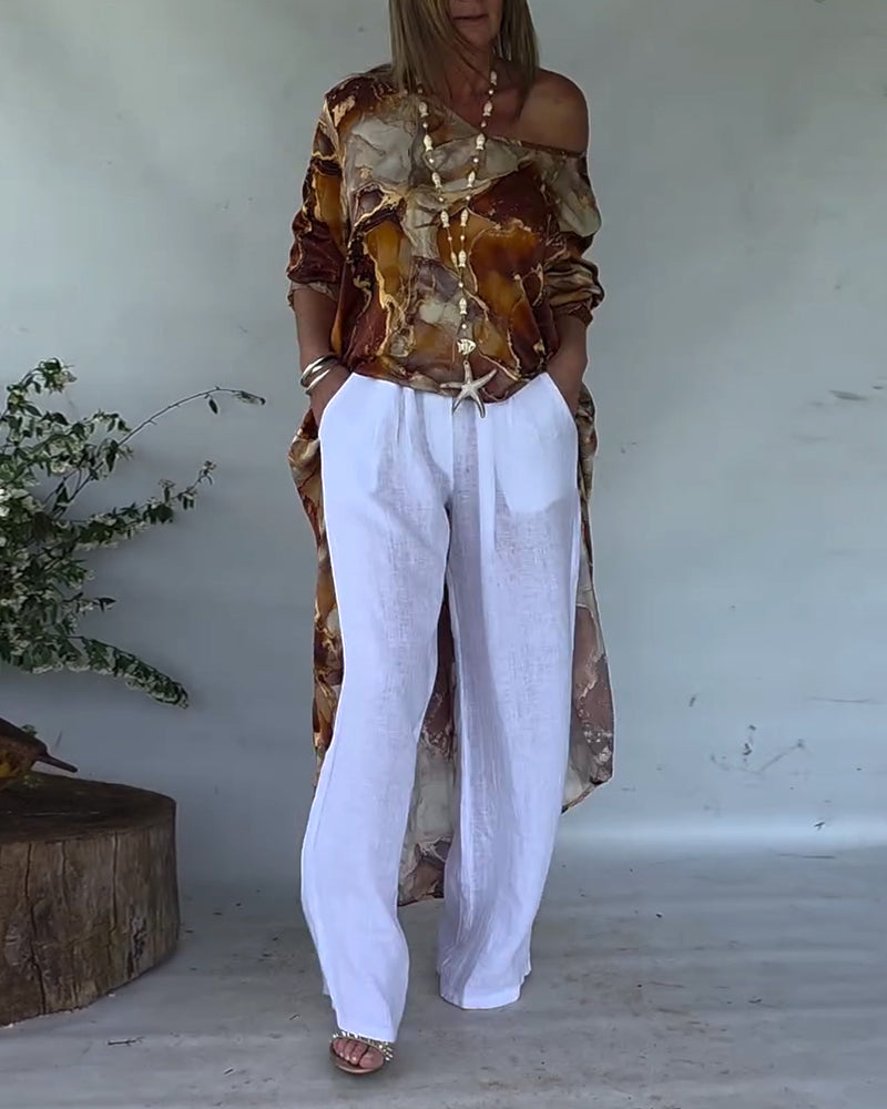 Blouse Imprimée à Fente Tendance