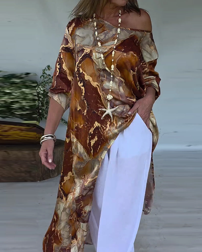 Blouse Imprimée à Fente Tendance