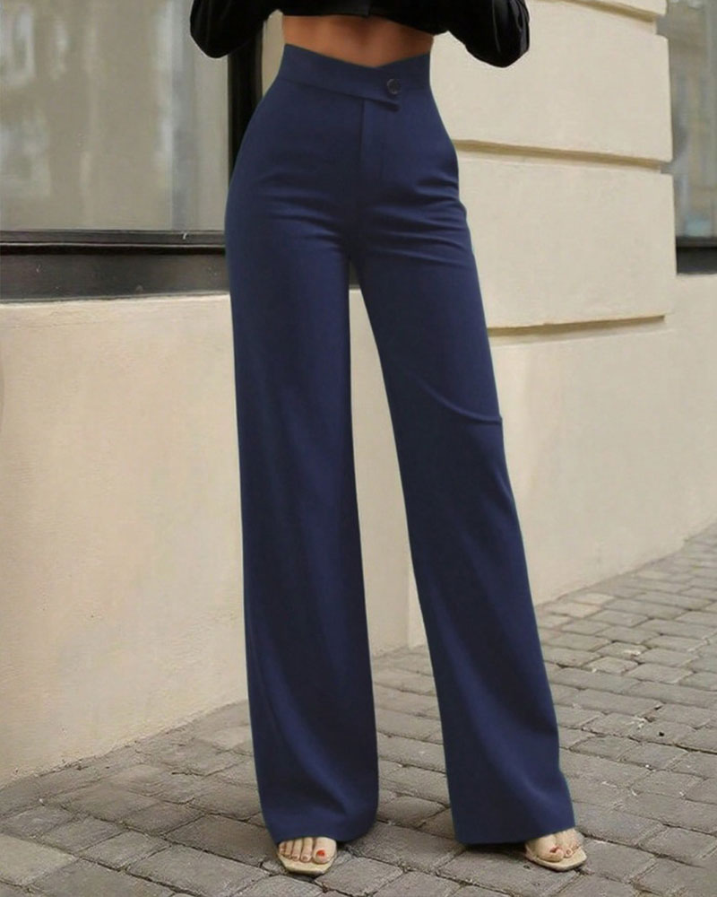 Pantalons de Costume Drapés Taille Haute