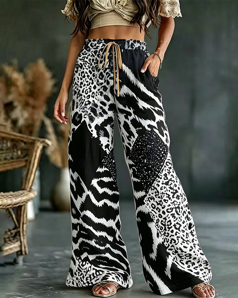 Rethlie | Pantalon de loisirs large avec patchwork léopard
