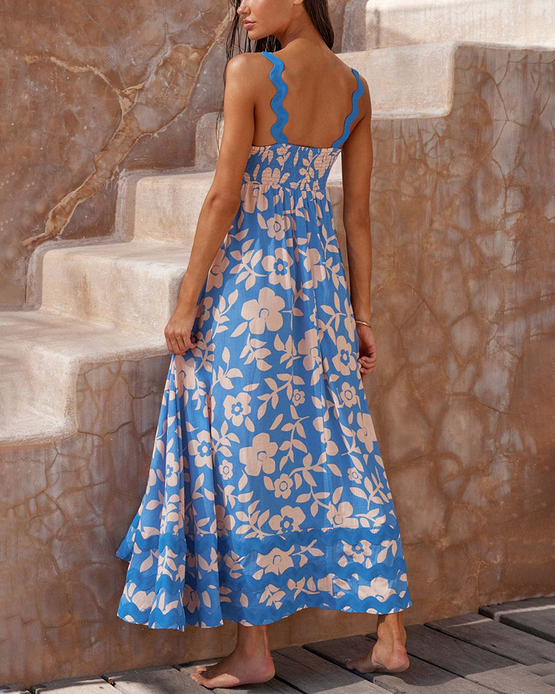 Robe Longue À Bretelles Avec Motif Floral Pour Femme | Idéale Pour L’été