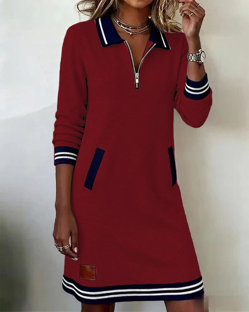 Robe Tricot Moderne avec Col Ajustable