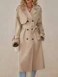 Manteau Trench Long Femme avec Doubles Rangées de Boutons et Ceinture